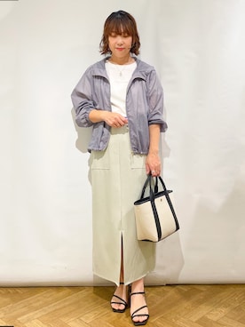 「index（インデックス）の【撥水】Everyday！すきブルゾン《イージーアイロン/洗濯機OK》（ブルゾン、グレー系）」を使った、なかさん（レディース・157cm）の春コーディネート