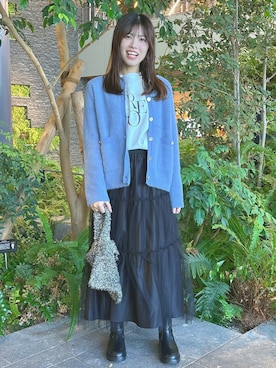 「アイテム（ハンドバッグ、シルバー系）」を使った、るかちさん（レディース・160cm）の秋コーディネート