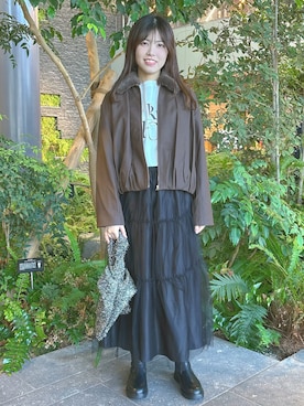 「アイテム（ハンドバッグ、シルバー系）」を使った、るかちさん（レディース・160cm）の秋コーディネート
