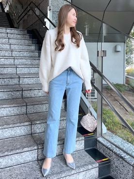 「アイテム（ショルダーバッグ、ゴールド系）」を使った、Risaさん（レディース・160cm）の春コーディネート