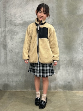 「THE SHOP TK （ザ ショップ ティーケー ）の【110－160】ボアリバーシブブルゾン/洗濯機OK（ブルゾン、グリーン系）」を使った、naokoさん（レディース・123cm）の冬コーディネート