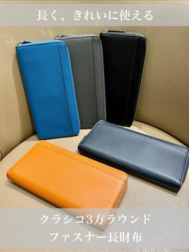 「TAKEO KIKUCHI（タケオキクチ）のクラシコ3方ラウンドファスナー長財布（財布、オレンジ系）」を使った、uedaさん（レディース・152cm）の冬コーディネート