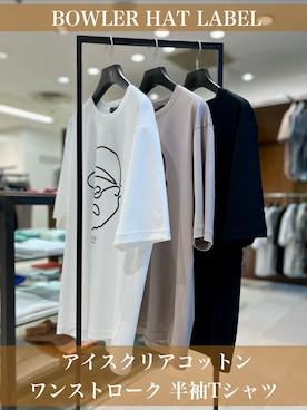 「TAKEO KIKUCHI（タケオキクチ）の【BOWLER HAT LABEL】アイスクリアコットン ワンストローク 半袖Tシャツ（Tシャツ/カットソー、ホワイト系）」を使った、uedaさん（レディース・152cm）の春コーディネート
