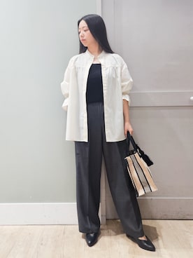 「HusHusH（ハッシュアッシュ）の◆インナーセットスキッパーシャツ（シャツ/ブラウス、ブルー系）」を使った、maiさん（レディース・149cm）の春コーディネート