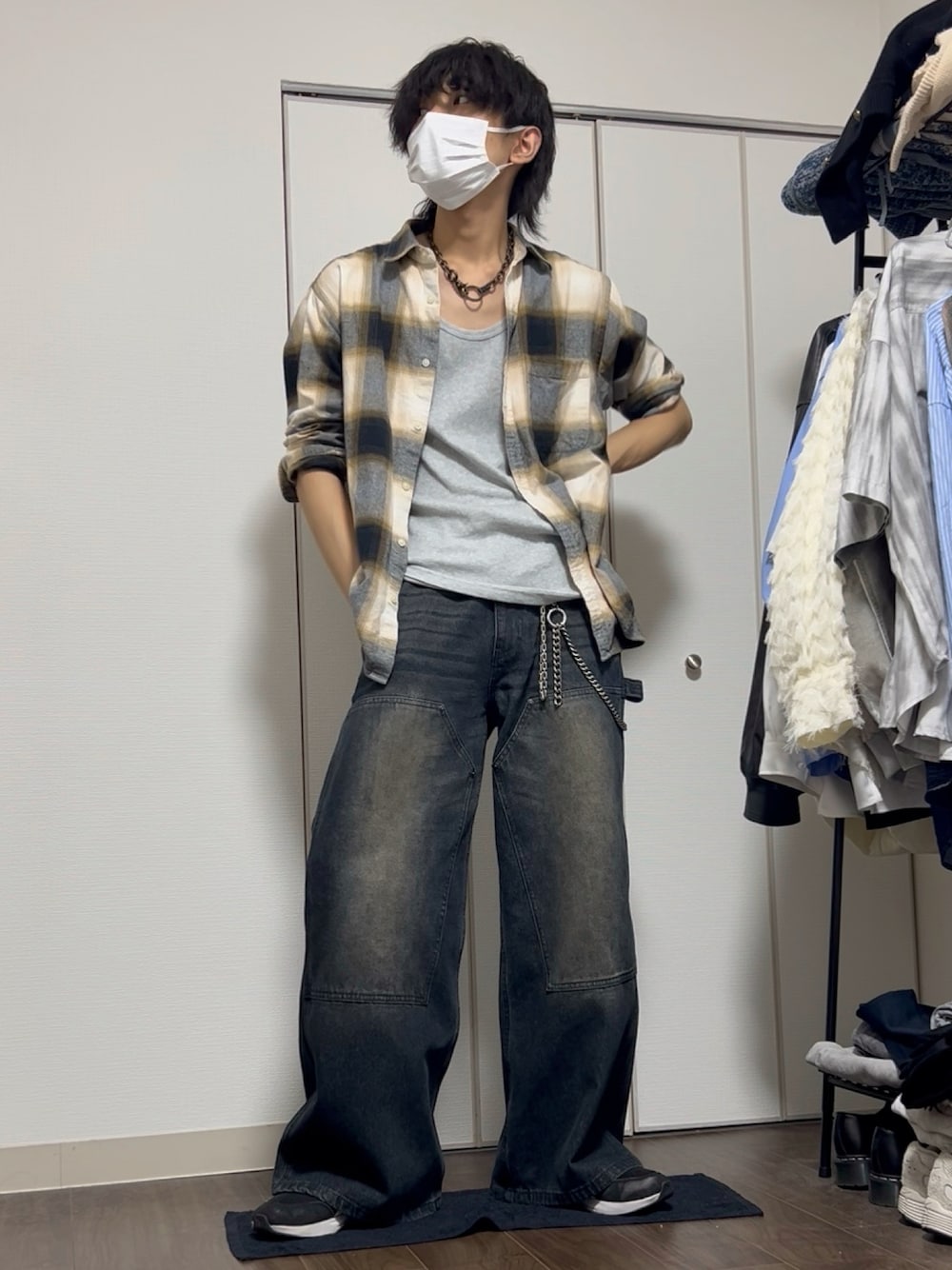CLEL】Foil Print Double Knee Denim Pants / 箔プリント ダブルニー