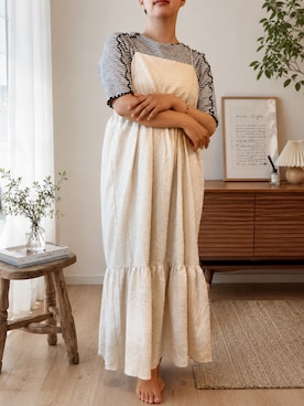 「flower（フラワー）のウリエルキャミワンピース（ワンピース、ホワイト系）」を使った、knnaさん（レディース・163cm）の夏コーディネート