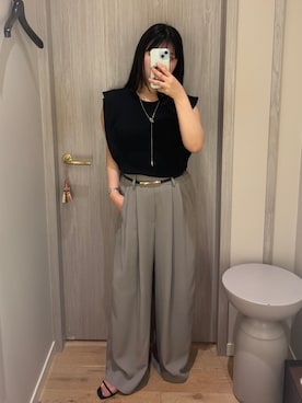 「GALENA（LOUNGEDRESS）（ガレナ）の【GALENA/ガレナ】ノットロングネックレス（ネックレス、シルバー系）」を使った、CHISATOさん（レディース・153cm）の夏コーディネート