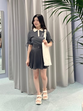 「JILL by JILL STUART（ジルバイジルスチュアート）のアイテム（スカート、グレー系）」を使った、runaさん（レディース・153cm）の夏コーディネート
