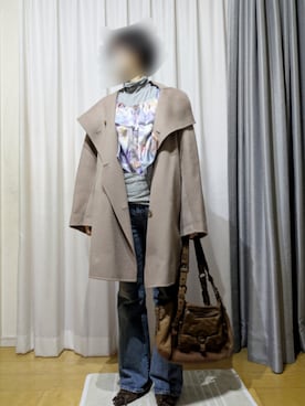 「アイテム（ノーカラーコート）」を使った、sakuさん（レディース・150cm）の冬コーディネート