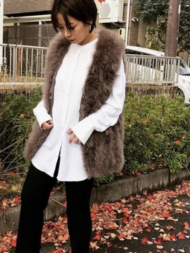 「journal standard L'essage（ジャーナルスタンダードレサージュ）のアイテム（その他アウター）」を使った、福持奈津美さん（レディース・157cm）の秋コーディネート
