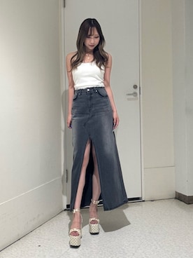 「EVRIS（エヴリス）のアイテム（トップス）」を使った、山口葵さん（レディース・160cm）の夏コーディネート