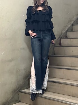 「EVRIS（エヴリス）のアイテム（トップス）」を使った、山口葵さん（レディース・160cm）の春コーディネート