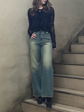 「EVRIS（エヴリス）のアイテム（トップス）」を使った、山口葵さん（レディース・160cm）の春コーディネート