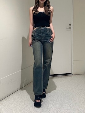「EVRIS（エヴリス）のアイテム（パンツ）」を使った、山口葵さん（レディース・160cm）の夏コーディネート