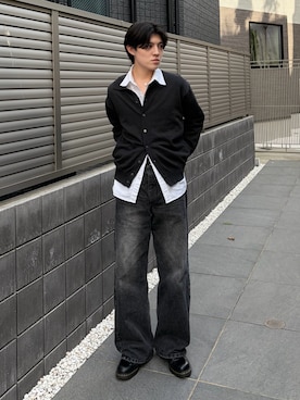 「アイテム（ローファー）」を使った、井上真宏さん（メンズ・175cm）の春コーディネート