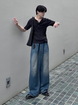 「TORY LEATHER（トリーレザー）のアイテム」を使った、井上真宏さん（メンズ・175cm）の夏コーディネート