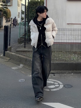 「AGILITY（アジリティー）のアイテム」を使った、井上真宏さん（メンズ・175cm）の冬コーディネート