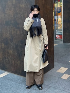 「アイテム（トレンチコート）」を使った、Mahiroさん（メンズ・175cm）の冬コーディネート