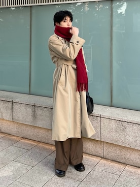 「アイテム（トレンチコート）」を使った、Mahiroさん（メンズ・175cm）の冬コーディネート