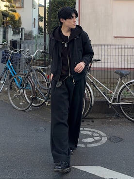 「AGILITY（アジリティー）のアイテム」を使った、井上真宏さん（メンズ・175cm）の冬コーディネート