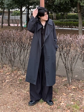 「Adoon plain（アドーンプレーン）のアイテム」を使った、井上真宏さん（メンズ・175cm）の冬コーディネート