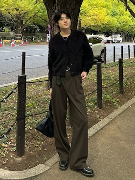 「アイテム（スラックス）」を使った、Mahiroさん（メンズ・175cm）の秋コーディネート