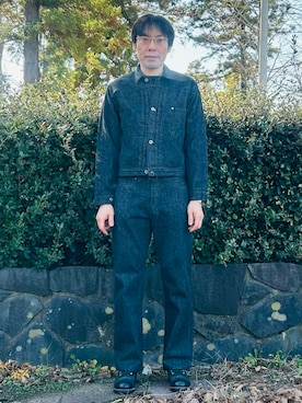 「アイテム（デニムジャケット）」を使った、ゆきみずさん（メンズ・181cm・40代）の冬コーディネート