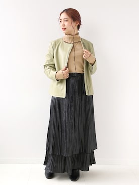 「Simplicite（サンプリシテ）のアイテム（ノーカラージャケット）」を使った、asakoさん（レディース・153cm）の秋コーディネート
