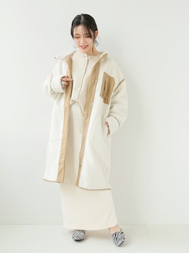 「Simplicite（サンプリシテ）のアイテム（その他アウター）」を使った、asakoさん（レディース・153cm）の冬コーディネート