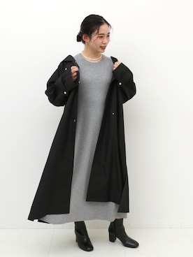 「Simplicite（サンプリシテ）のアイテム（ノーカラーコート）」を使った、asakoさん（レディース・153cm）の冬コーディネート