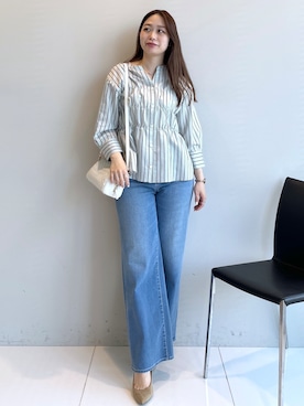 「UNTITLED（アンタイトル）の【古畑星夏さん着用/人気デニム】MAKE×DENIM WIDE（デニムパンツ、ブルー系）」を使った、Saekoさんの春コーディネート