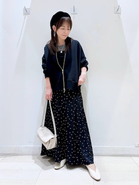 「GLOBAL WORK（グローバルワーク）のやさしソールVカットパンプス/1023336（パンプス、ベージュ系）」を使った、kimi5amuroaさん（レディース）の秋コーディネート