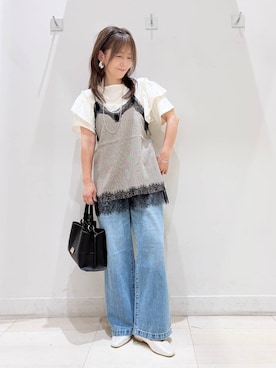 「GLOBAL WORK（グローバルワーク）のらくっション撥水フィットパンプス/135895（パンプス、シルバー系）」を使った、kimi5amuroaさん（レディース）の夏コーディネート