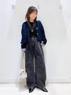 「GLOBAL WORK（グローバルワーク）のシルクブレンドクループルオーバー長袖/1051637（Tシャツ/カットソー、ブラック系）」を使った、kimi5amuroaさん（レディース）の秋コーディネート