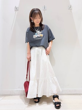 「GLOBAL WORK（グローバルワーク）のスペ軽お財布ショルダー2/580785（ショルダーバッグ、レッド系）」を使った、kimi5amuroaさん（レディース）の夏コーディネート