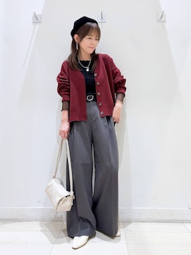 「GLOBAL WORK（グローバルワーク）のやさしソールVカットパンプス/1023336（パンプス、ベージュ系）」を使った、kimi5amuroaさん（レディース）の秋コーディネート