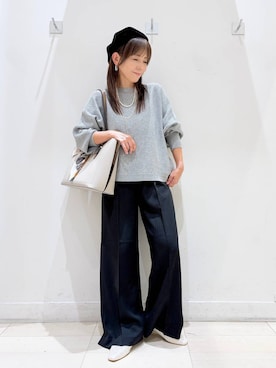 「GLOBAL WORK（グローバルワーク）のシルクプリントスカーフ/321108（バンダナ/スカーフ、グレー系）」を使った、kimi5amuroaさん（レディース）の秋コーディネート