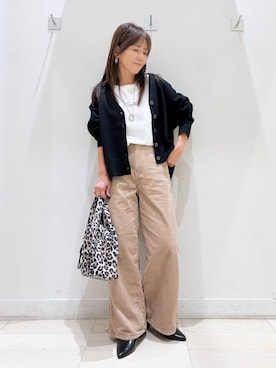 「GLOBAL WORK（グローバルワーク）のリッチクリーンプリントロンT/1066927（Tシャツ/カットソー、ホワイト系）」を使った、kimi5amuroaさん（レディース）の秋コーディネート