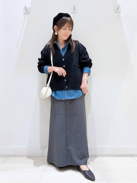「GLOBAL WORK（グローバルワーク）のシリンダーバッグ/1049528（クラッチバッグ、ホワイト系）」を使った、kimi5amuroaさん（レディース）の秋コーディネート