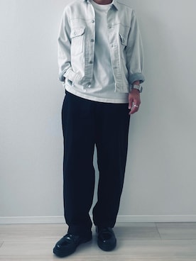 「BEAUTY&YOUTH UNITED ARROWS（ビューティーアンドユースユナイテッドアローズ）のアイテム（Tシャツ/カットソー、ホワイト系）」を使った、MiYaさん（メンズ・170cm）の春コーディネート