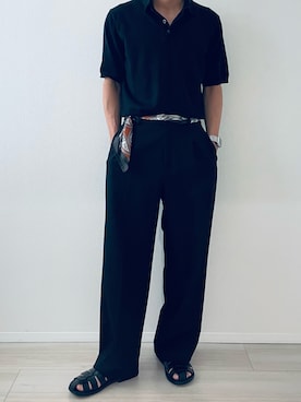 「アイテム（ポロシャツ、ブラック系）」を使った、MiYaさん（メンズ・170cm）の夏コーディネート