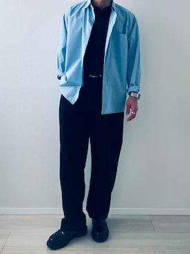 「UNIQLO（ユニクロ）のアイテム（Tシャツ/カットソー、ブラック系）」を使った、MiYaさん（メンズ・170cm）の春コーディネート