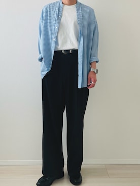 「UNIQLO（ユニクロ）のアイテム（Tシャツ/カットソー、ホワイト系）」を使った、MiYaさん（メンズ・170cm）の春コーディネート