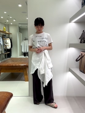「URBAN RESEARCH（アーバンリサーチ）のTeya　TATOO T-SHIRTS（Tシャツ/カットソー、ホワイト系）」を使った、noeさん（レディース・151cm）の夏コーディネート
