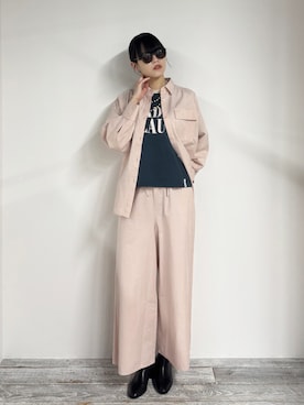 「ZELDA（ゼルダ）の【ZELDA】サンドウォッシュギャザーパンツ（その他パンツ、ピンク系）」を使った、ZELDA/ゼルダ snapさん（レディース・160cm）の春コーディネート