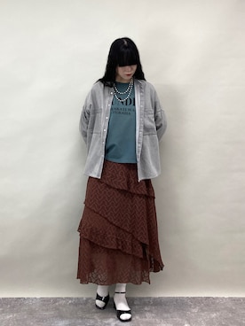 「ZELDA（ゼルダ）の【ZELDA】デニムオーバーシャツ（シャツ/ブラウス、グレー系）」を使った、ZELDA/ゼルダ snapさん（レディース・160cm）の春コーディネート