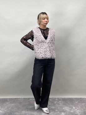 「ZELDA（ゼルダ）の【ZELDA】フリンジベスト（ベスト、グレー系）」を使った、ZELDA/ゼルダ snapさん（レディース・160cm）の春コーディネート