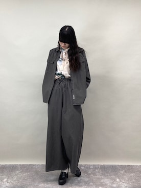 「NICOLE CLUB（ニコル　クラブ）の【ZELDA】ヴィンテージライク柄ブラウス（シャツ/ブラウス、ベージュ系）」を使った、ZELDA/ゼルダ snapさん（レディース・160cm）の春コーディネート