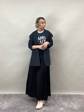 「NICOLE CLUB（ニコル　クラブ）の【ZELDA】リンガーデザインロゴTシャツ（Tシャツ/カットソー、グリーン系）」を使った、ZELDA/ゼルダ snapさん（レディース・160cm）の春コーディネート