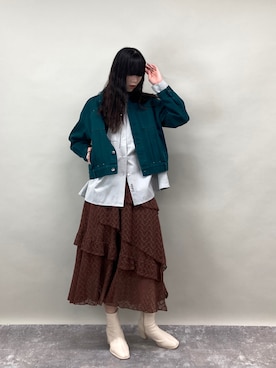 「ZELDA（ゼルダ）の【ZELDA】レースギャザースカート（スカート、ブラウン系）」を使った、ZELDA/ゼルダ snapさん（レディース・160cm）の春コーディネート